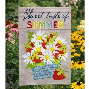 Meadow Creek Sweet Taste of Summer Strawberry Garden Flag 12.5x18 Double Sided
